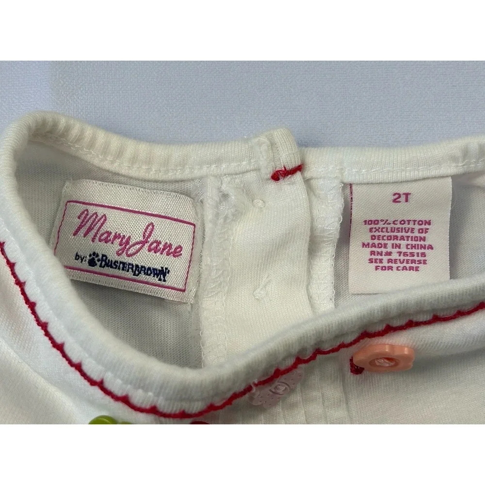 Mary Jane Girls 2T‎ White Bell Sleeve Top Heart Embroidery Boho Modern